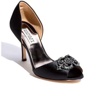 Badgley Mischka Black Satin Heels